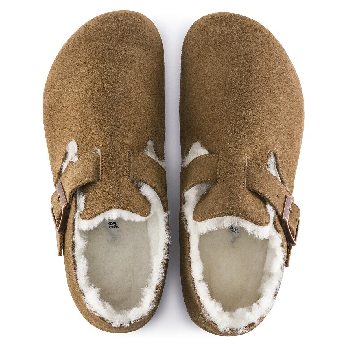 London Shearling Suede Leather Dark Tea