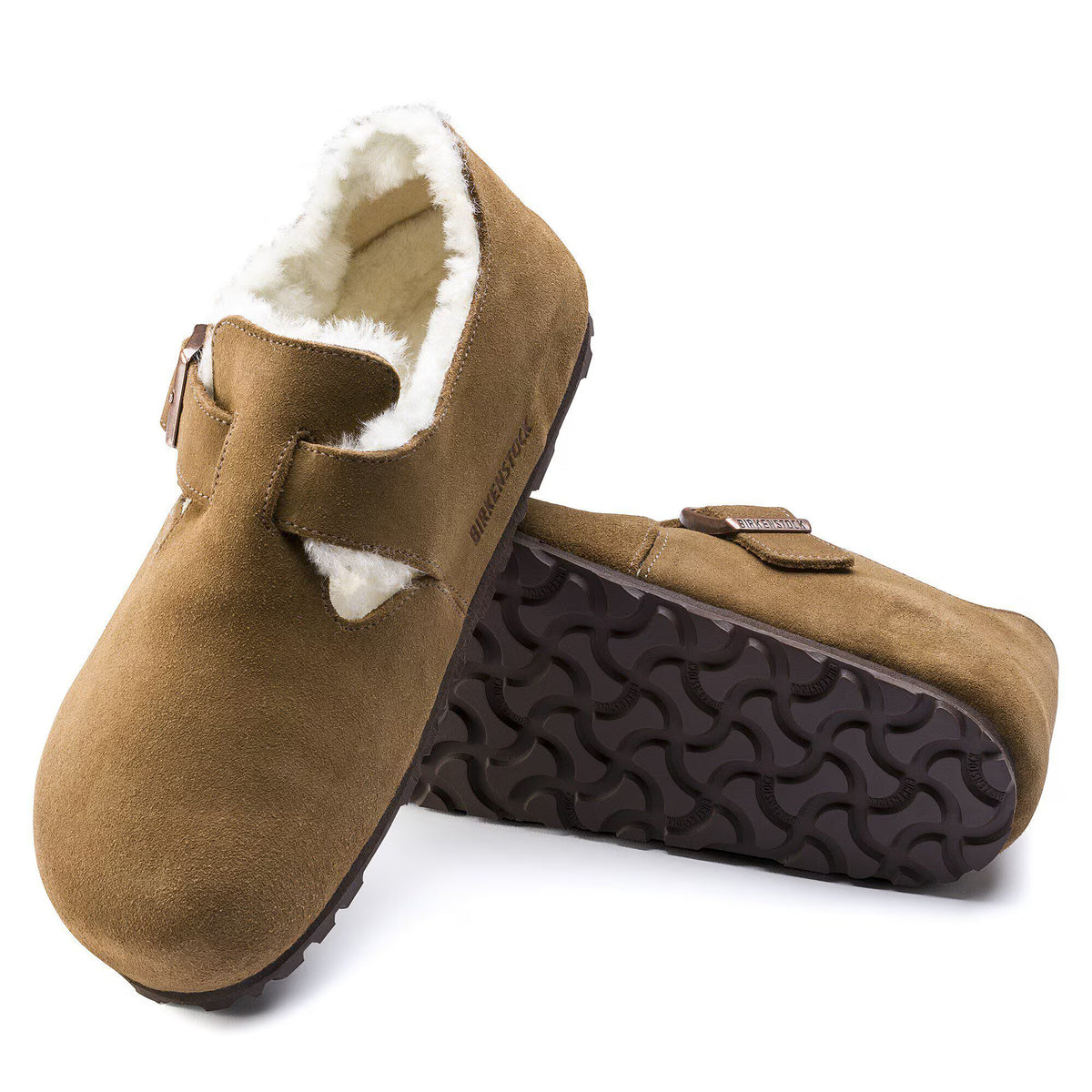 London Shearling Suede Leather Dark Tea