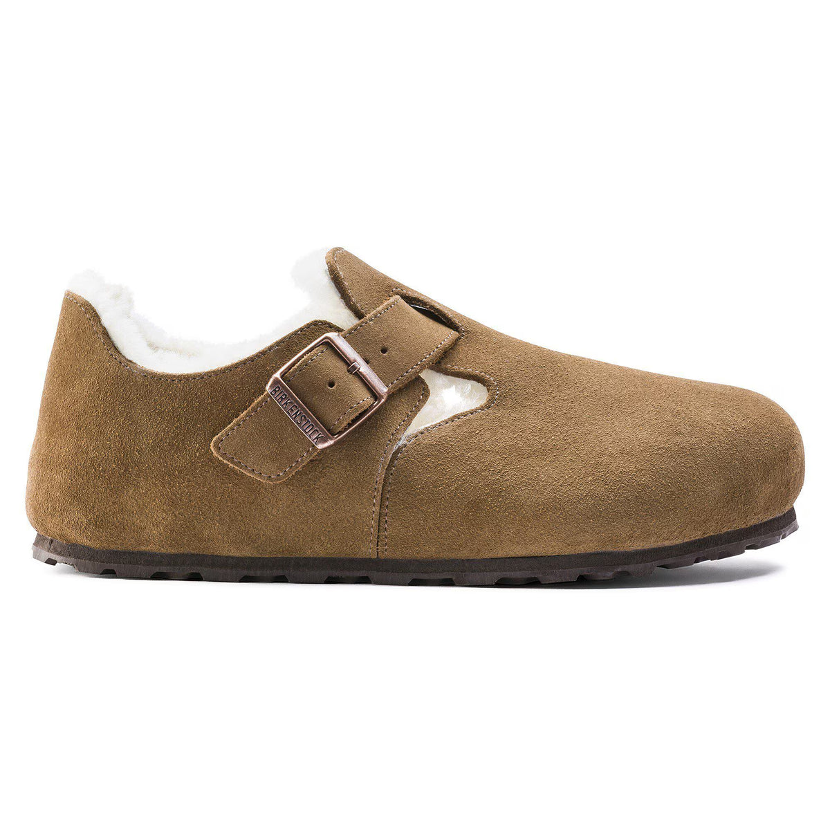 London Shearling Suede Leather Dark Tea