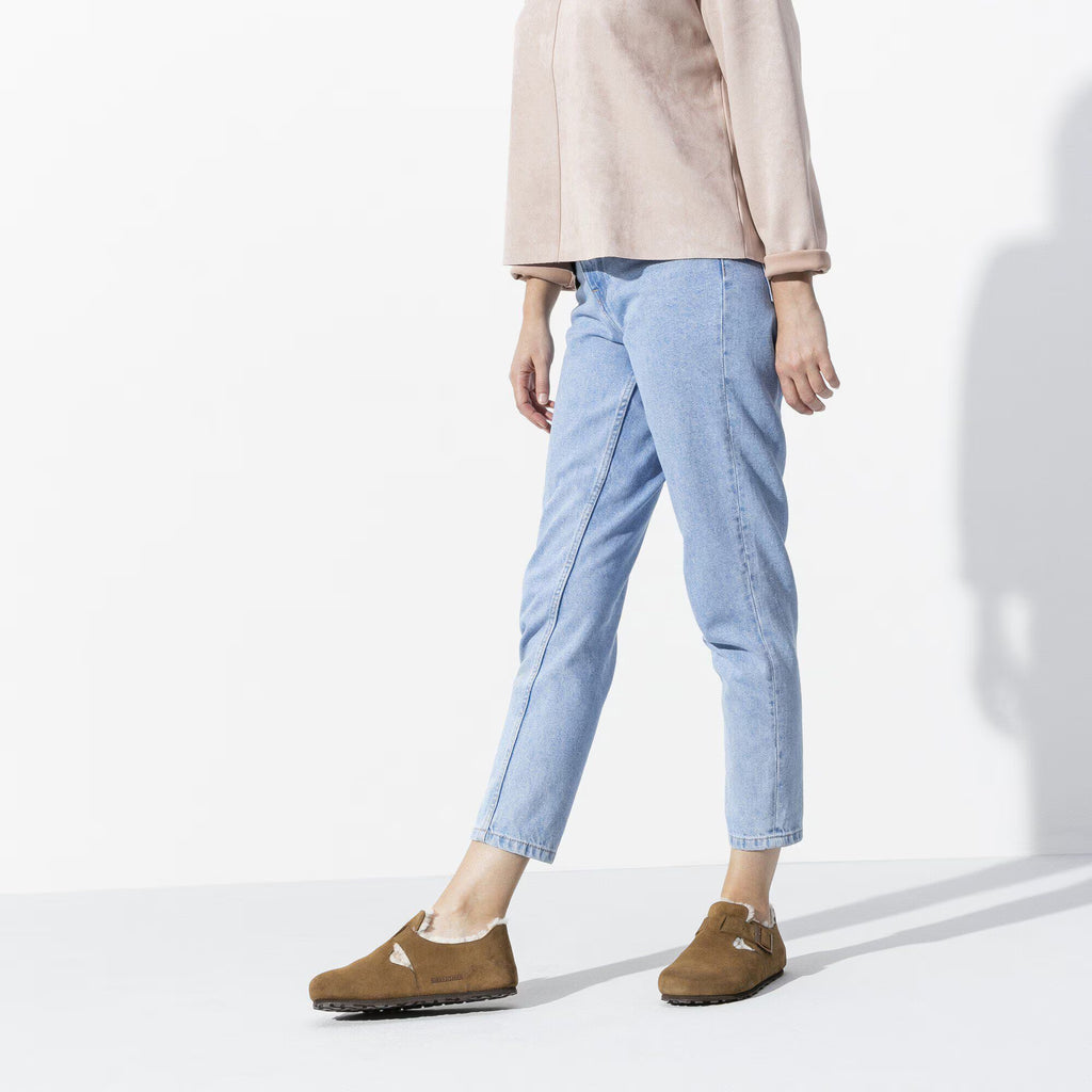 London Shearling Suede Leather Dark Tea