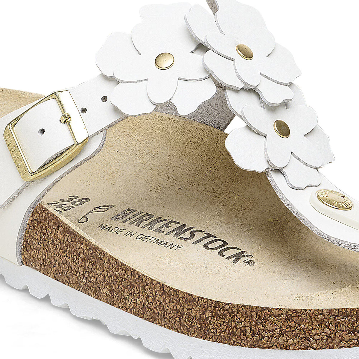 Gizeh Flower Embellishment Natural Leather