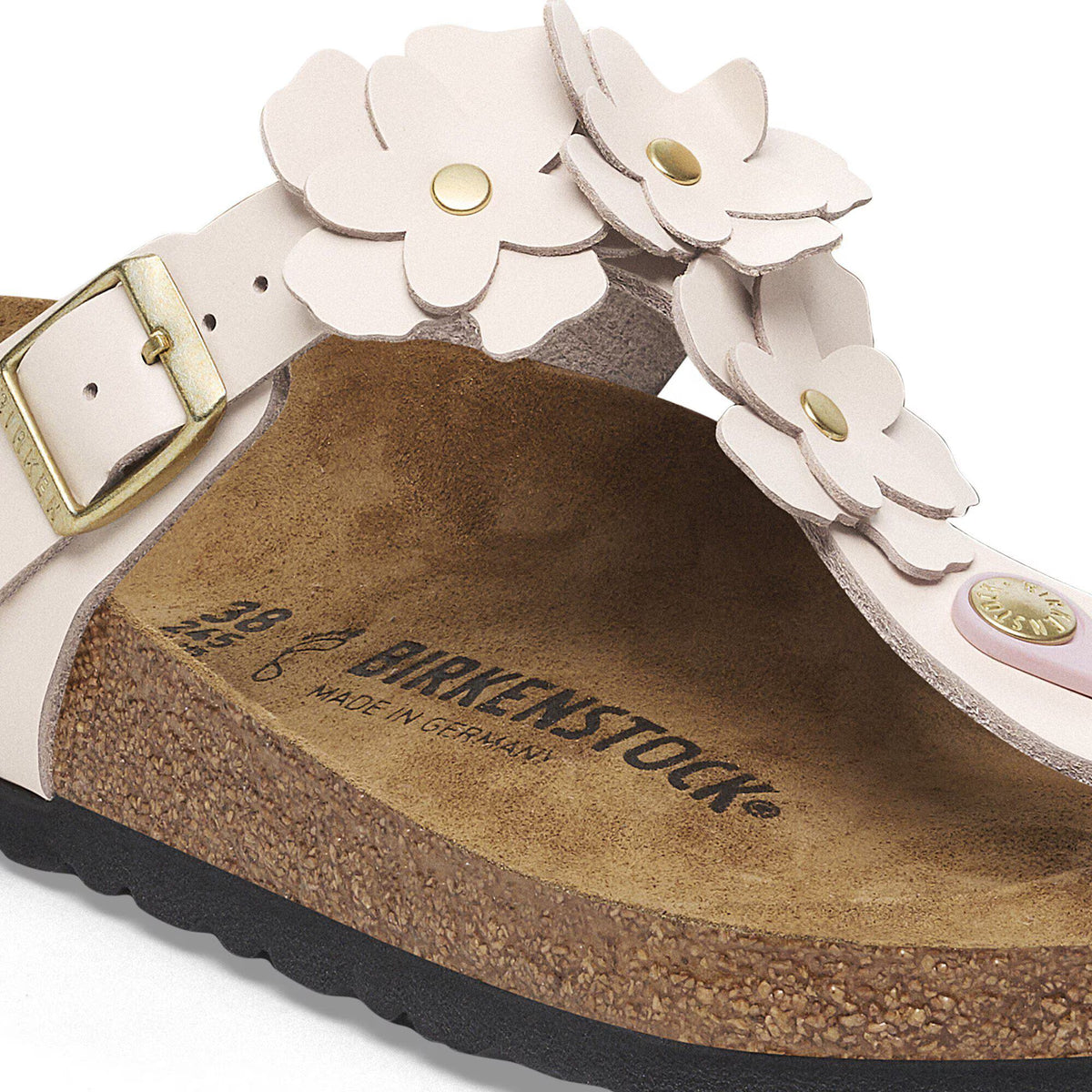 Gizeh Flower Embellishment Natural Leather