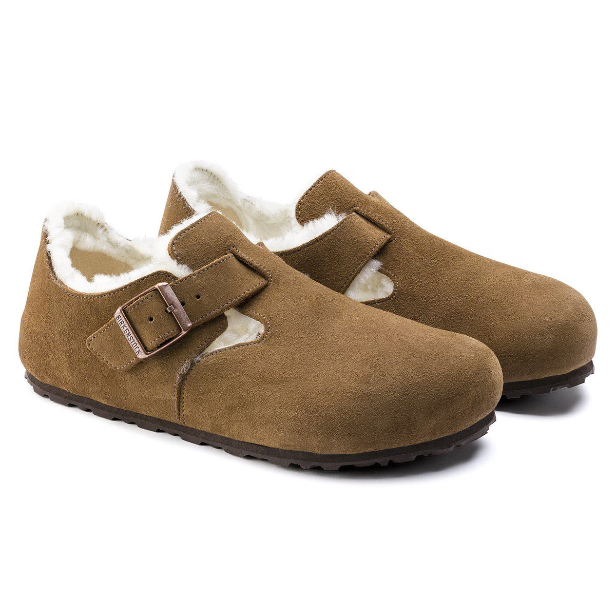 London Shearling Suede Leather Dark Tea