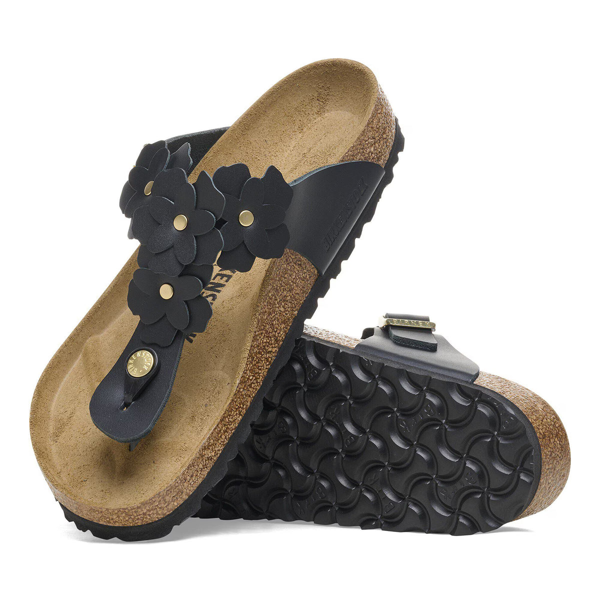 Gizeh Flower Embellishment Natural Leather