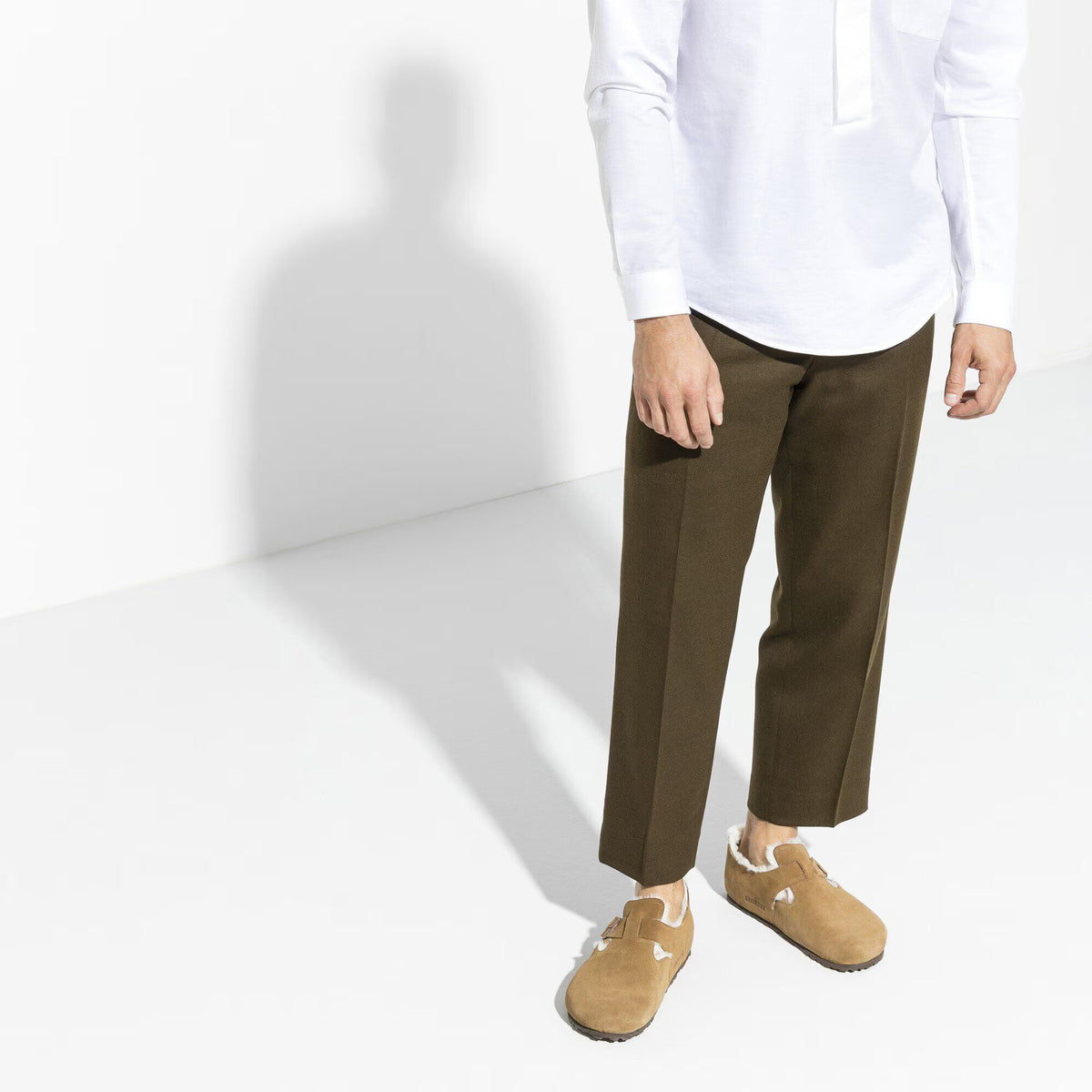 London Shearling Suede Leather Dark Tea
