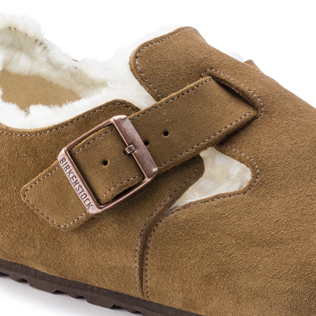 London Shearling Suede Leather Dark Tea