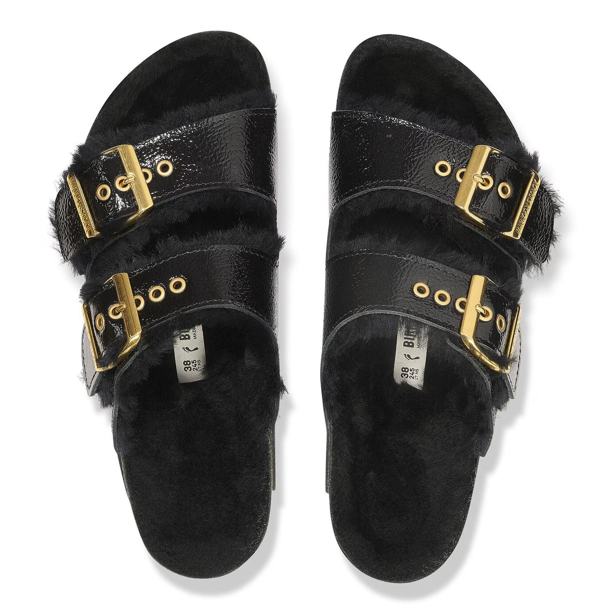 Arizona Shearling Eyelets Patent Leather
